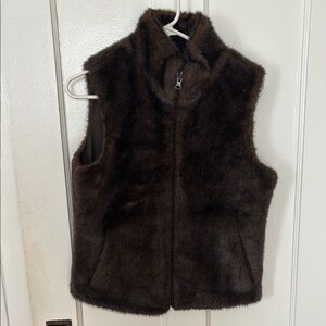 Reversible Brown Faux Fur Vest Sz S